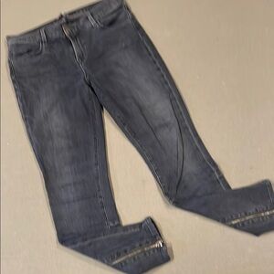 Dark Wash Denim Jeans with Zipper Detail